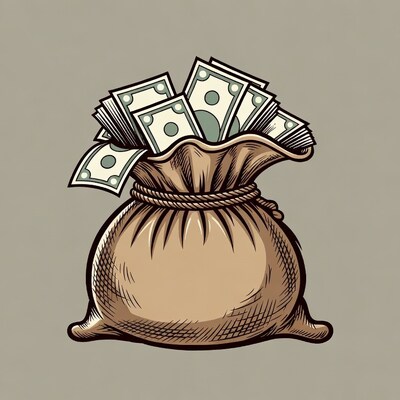 Money Bag Overflowing with Dollars
