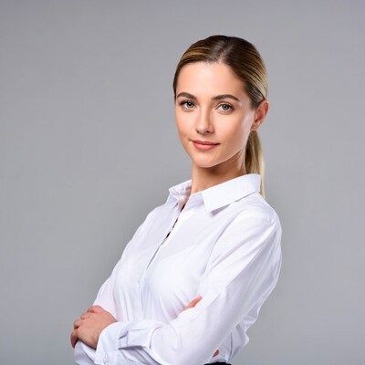 Woman with arms crossed in white shirt