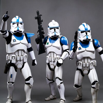 Three Blue ARC Troopers Posing with Weapons