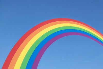 Colorful Rainbow on Blue Sky