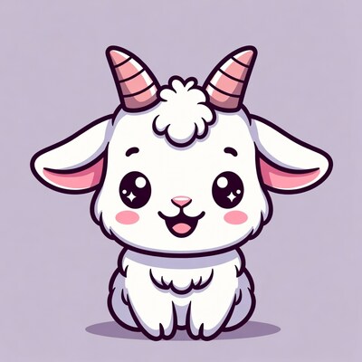 Cute white goat illustration
