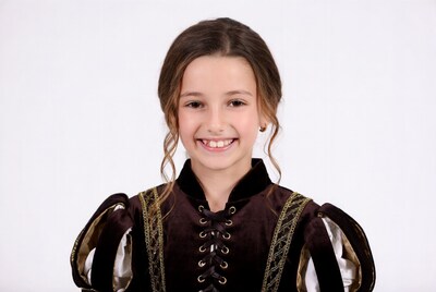 Girl smiling in Renaissance costume