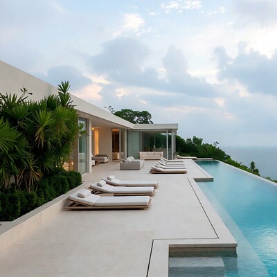 Modern Infinity Pool Overlooking Ocean