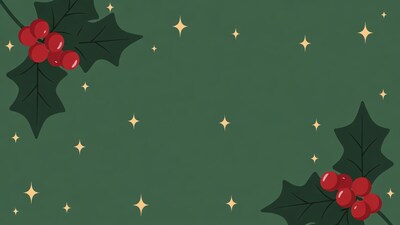 Holly Leaves with Red Berries Illustration