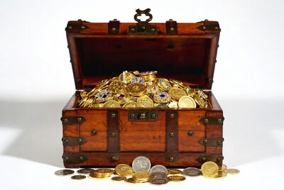 Treasure Chest Overflowing with Gold Coins