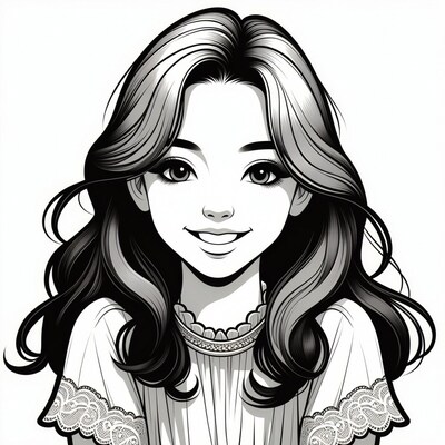 Smiling anime girl portrait