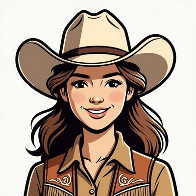 Cowgirl wearing hat smiling