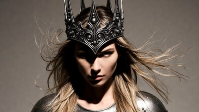 Blonde Woman Wearing Crown and Armor