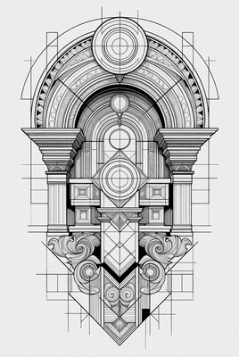 Ornate Architectural Arch Drawing