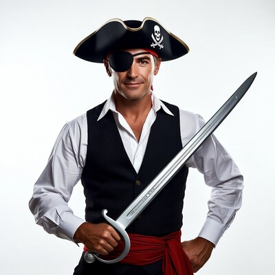 Man in pirate costume with sword