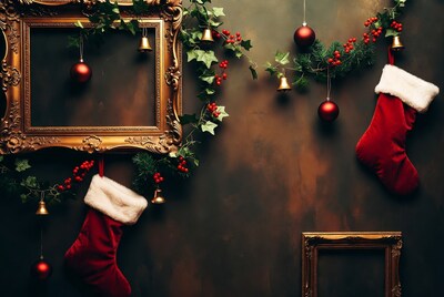Christmas Stockings with Ornaments and Frames