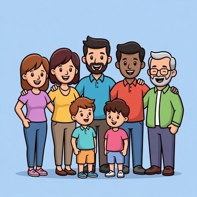 Happy Multigenerational Family Illustration