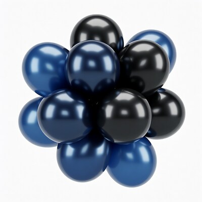 Cluster of Black and Blue Balloons