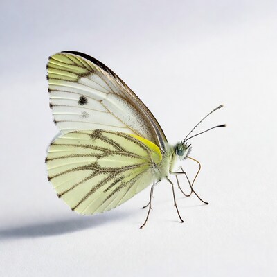 Large White Butterfly on white background
