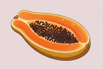 Sliced Papaya Fruit Illustration