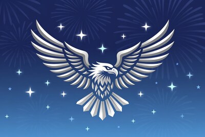 White Eagle with Fireworks and Stars