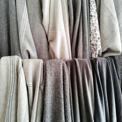 Hanging Gray and White Fabrics