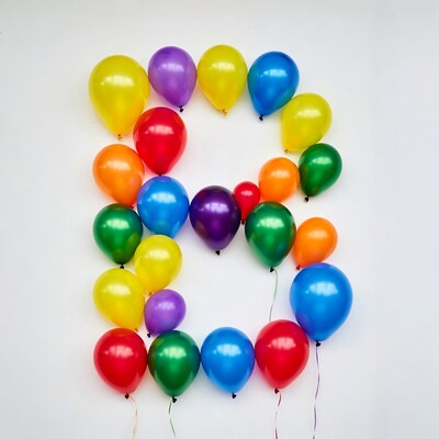 Number 8 Made of Colorful Balloons