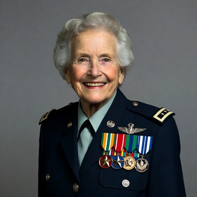 Elderly woman in Air Force uniform