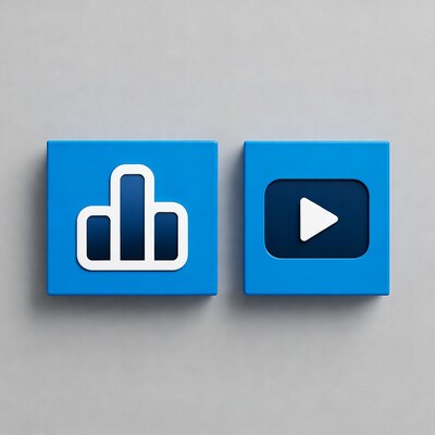3D Blue Analytics and YouTube Icons
