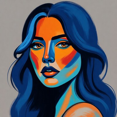 Vibrant Blue Hair Woman Portrait