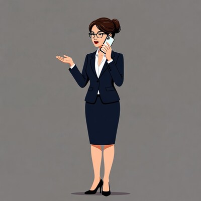 Businesswoman talking on phone gesturing