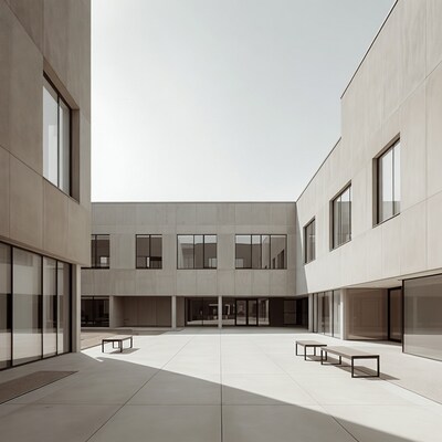 Modern Courtyard with Benches