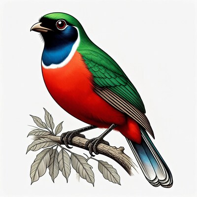 Colorful Painted Bunting on Branch