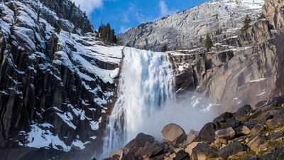 Yosemite Falls in Winter Snow