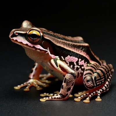 Colorful tree frog on black background