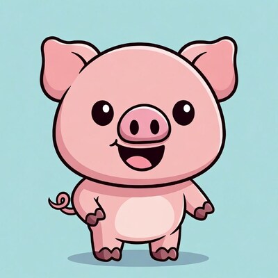 Cute pink pig illustration