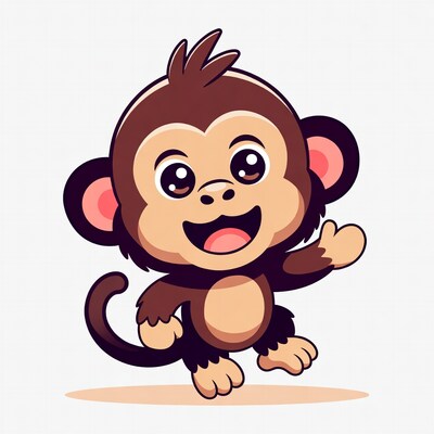 Cute cartoon baby monkey thumbs up