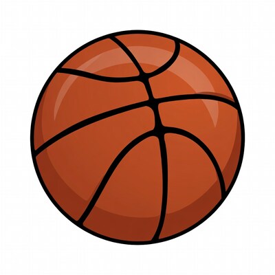 Cartoon Basketball on White Background
