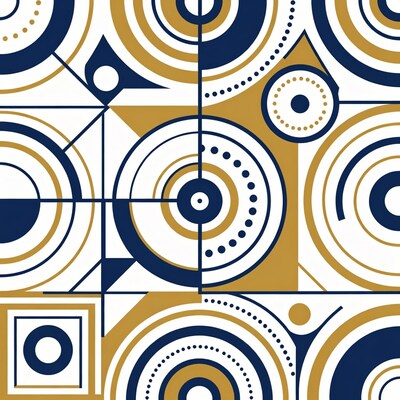 Navy Gold Geometric Abstract Pattern