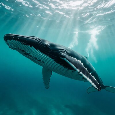Humpback Whale Swimming Underwater