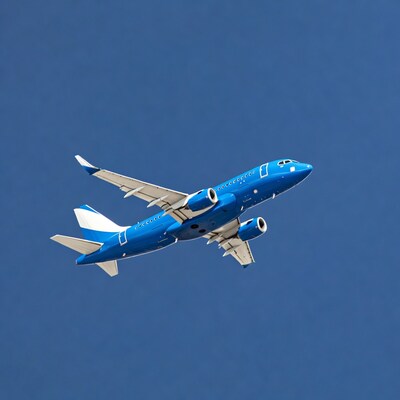Blue Airplane Flying in Sky