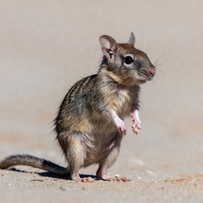Gerbil standing on sand