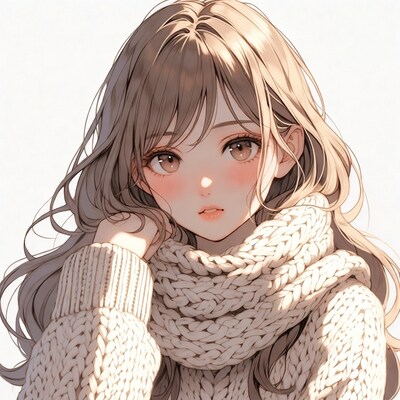 Anime girl in white scarf