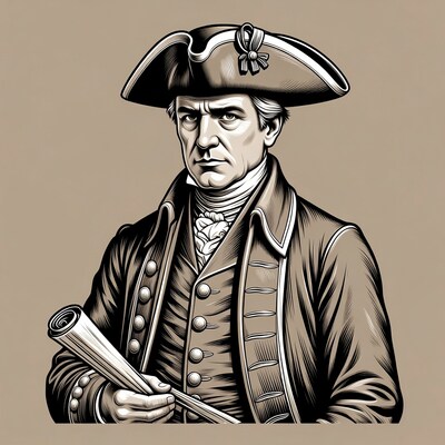 Man in tricorn hat holding scroll