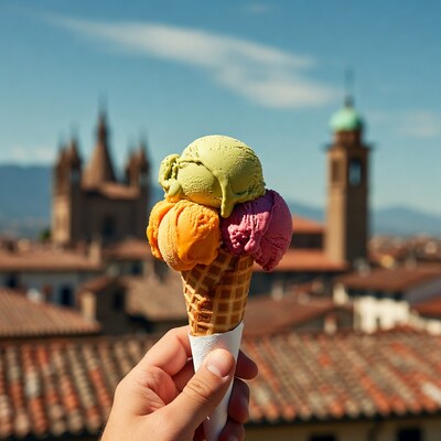 Colorful Ice Cream Cone Italian Rooftop