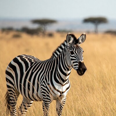 Zebra standing in savanna grass