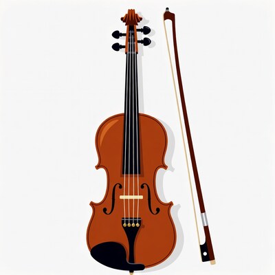 Violin with Bow Illustration