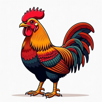 Colorful Rooster Illustration