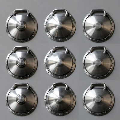 Nine Stainless Steel Manhole Covers with Handles