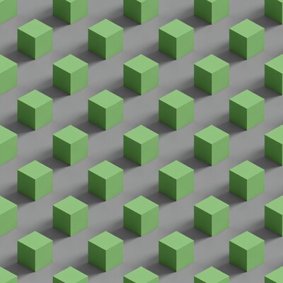 Green cubes pattern on gray background
