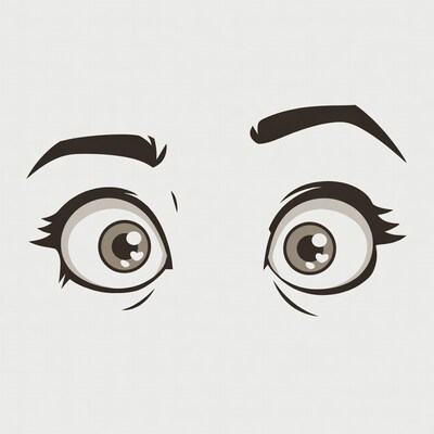 Wide surprised cartoon eyes