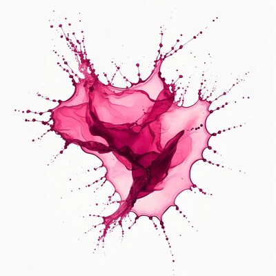 Pink liquid splash isolated