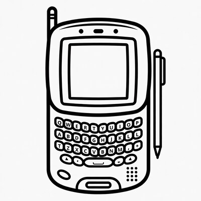 Blackberry Phone Outline with Stylus