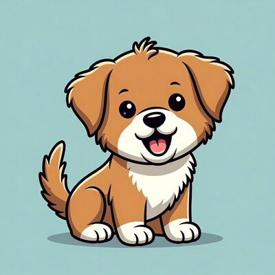 Cute cartoon golden retriever puppy smiling