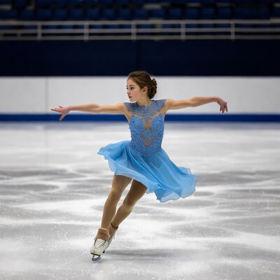 Girl figure skating on ice rink